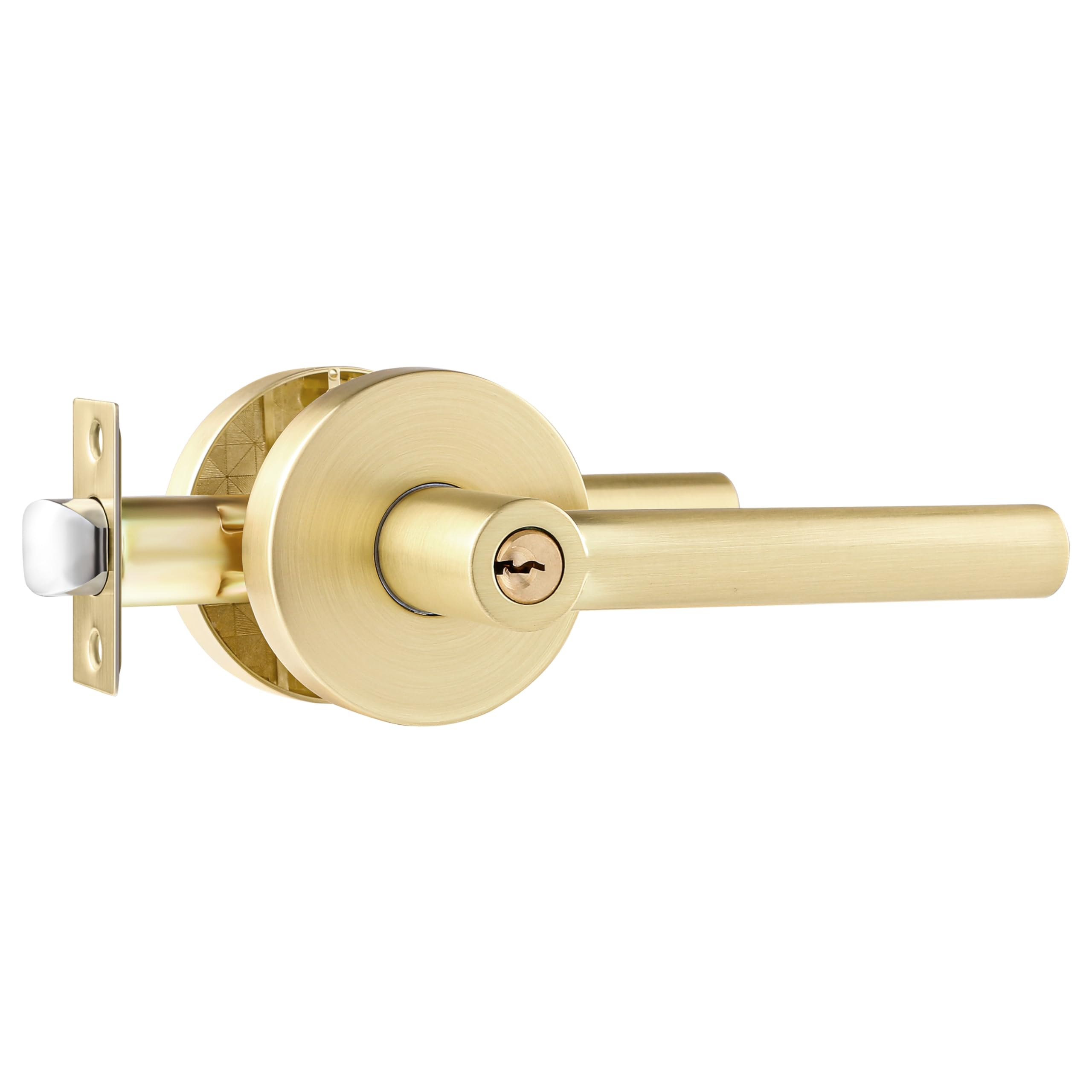 Photo 1 of Leydebong 1 Pack Gold Door Knobs with Lock and Key, Entry Door Handles, Bedroom Bathroom Front Door Handle with Keys, Keyed Alike Door Levers for Interior Exterior Use