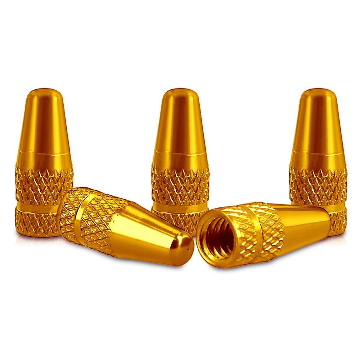 kwmobile 5x Valve Cap - Metal Tire Valve Dust Caps for Sclaverand Valve/Presta Valve/French Valve - Tire Caps for Bike, Road or Mountain Bike