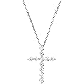 GILDED 1 ct. T.W. Lab Grown Diamond (SI1 Clarity, F Color) and Sterling Silver & 14KT Gold Plated Silver Cross Pendant with an 18 Inch Spring Ring Clasp Cable Chain