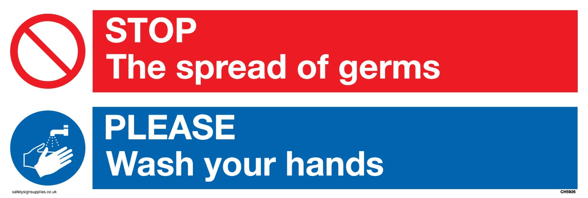 Viking Signs CH5926-L15-1M STOP germs PLEASE wash your hands sign - Plastic Semi-rigid 1mm