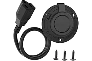 JACENERGY RV Shore Power Inlet Charger Plug 15 Amp AC Port Plug 125 Volt Power Inlet Socket and Waterproof RV Electrical Outlet Receptacle Box Integrated Outdoor Extension Cord for Rv Power Inlet Trailer Plug