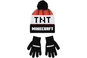 Minecraft TNT Creeper Double Sided Kids Beanie and Glove Set