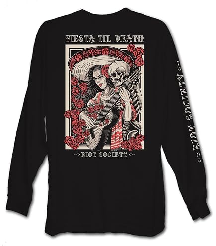 Amazon.com: Riot Society Fiesta Til Death Skeleton Poster Mens