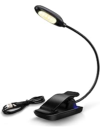 Book Light, YTE Rechargeable Reading Light with 6 Warm LED Light, 3-Level Brightness and Eye Care, Reading Lamp Up to 60 Hours, Clip on Books & Kindle, Perfect for Kids Gift, FCC CE RoHs Listed