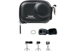 TELESIN Mini Protective Bag for DJI Osmo Action 6/5 Pro/4/3, Hard EVA Shell Water-Resistant Travel Storage Case, with Carabin