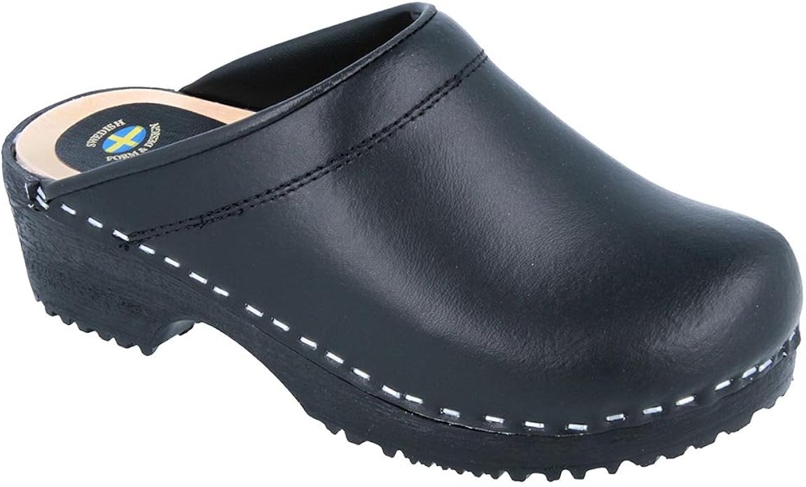 Vollsjo Women's Genuine Leather Wooden Clogs Made in EU: Amazon.co.uk ...