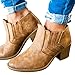 Younsuer Women's Autumn Winter Chunky Low Heel Chelsea Round Toe Faux Stacked Ankle Bootie