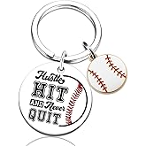 UVIBEW Baseball Gifts for Boys 8-12 Baseball Keychain Boys Keychains for Backpacks Baseballs Stocking Stuffers for Boy 12-14 Christmas Gifts Hustle Hit And Never Quit