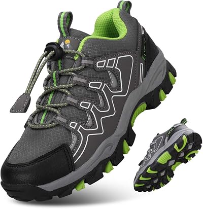 UOVO Boys Trainers Waterproof Low-Top Hiking Shoes Gray Green UK Size 4