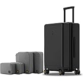 LEVEL8 Elegance Carry-on Suitcase, 20 Inch Carry on Luggage, Hardside Large Suitcases with Wheels, Tavel Bag with Tsa Lock, Black