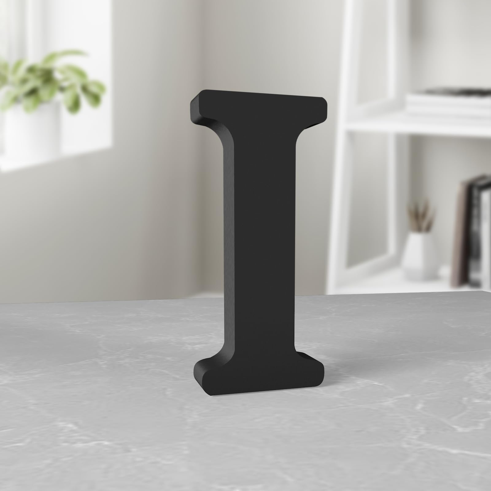 Aruatu 6" Black Wood Letters Unfinished Wood Slices for Wall Decor & Craft Projects