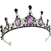 Crystal Bridal Crown Baroque Crystal Tiara for Women Rhinestone Crown Wedding Bridal Headband For Halloween Party Purple Black Baroque Queen