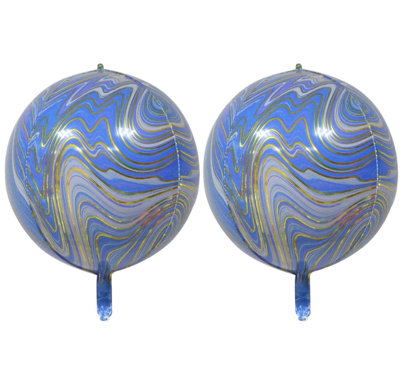 Blue Gold 4D Marble Sphere Foil Balloon, 55cm (2 pack)