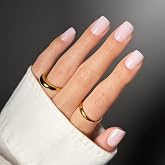 Glamnetic Press On Nails - Short Squoval, Glossy Fake Nails 30 Pc Full Kit | Milky blush press on nails. Designer luxury glue