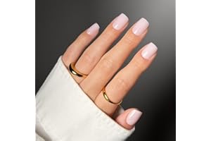 Glamnetic Press On Nails - Soft Girl | Short Squoval Pink Fake Nails, Salon Quality Milky Nails | 15 Sizes - 30 Nail Kit with Glue