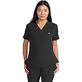 ave. Lex Women’s Scrub Top, Tunic Style, 4-Way Stretch Fabric, Comfort, Easy Care Women’s Scrubs, Wrinkle-Resistant, For Nurses & Medical Professionals, Machine Washable (M, Black)