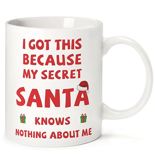 Tukeoo Secret Santa Gifts for Women，330ml Ceramic Coffee Mug, Funny Gifts for Women Men, Christmas Presents for Her Him Friends