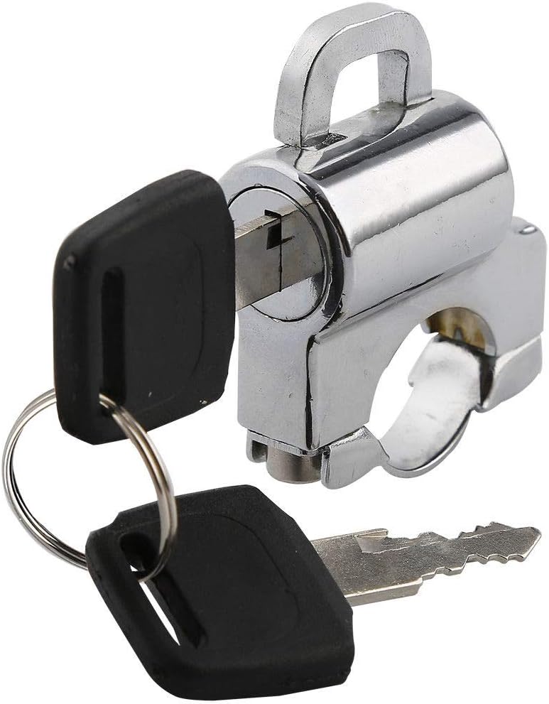 Universal 1" 25mm Handlebar Mount Motorcycle Bike Helmet Lock With Two Keys