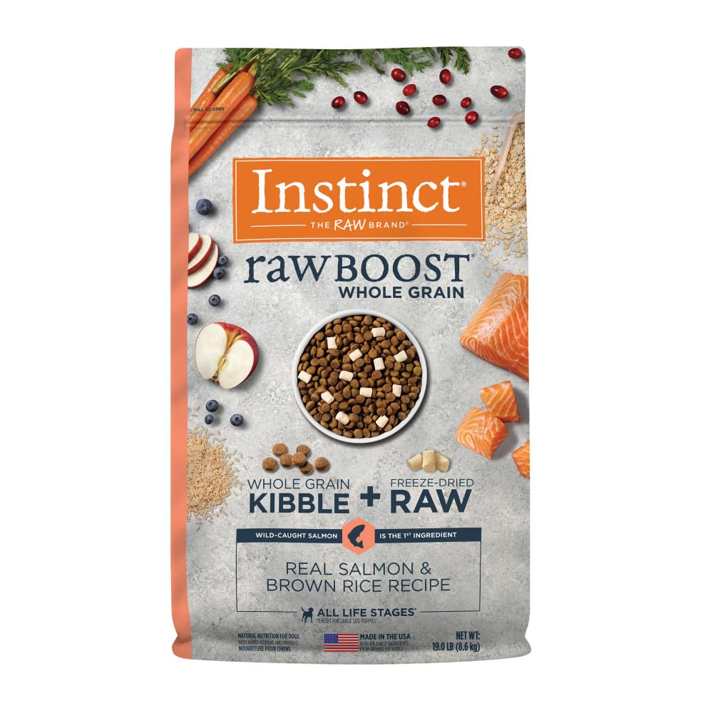 Instinct Raw Boost, Natural Dry Dog Food with Freeze Dried Pieces, High Protein, Whole Grain Recipe - Real Salmon & Brown Rice, 19 lb. Bag Image