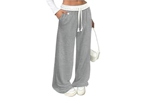 SHENHE Girl's Drawstring Waist Baggy Sweatpants Wide Leg Teen Girls Straight Leg Casual Colorblock Sweat Pants with Pockets