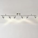 MingBright 6-Light Brushed Nickel Track Lighting Kit with GU10 LED Bulbs - 44.5” Adjustable Ceiling Spotlight Fixture, 270° S