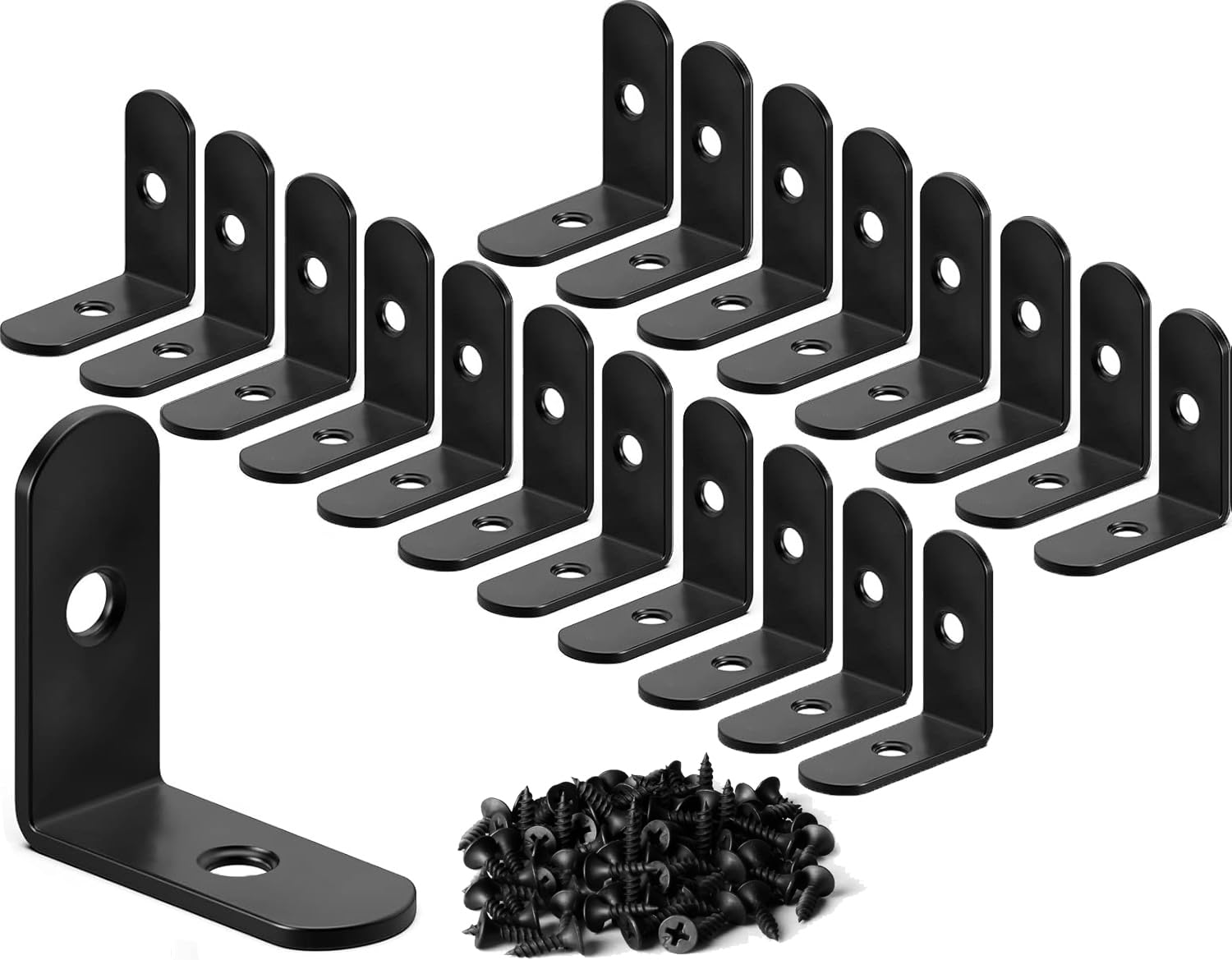 ZiYuya Corner Braces Metal L Bracket Heavy Duty Joint Right Angle Shelf Support Corner Braces Wall Bracket for Shelves Wood Furniture Cabinet (Black, 20 Pack, 30mm x 30mm)