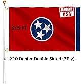 Hypoth Double Sided Tennessee Sates Flag 3x5 FT Outdoor- UV Fade Resistant 3Ply Tennessee TN Flags Canvas Header with 2 Brass Grommets Easy to Rising