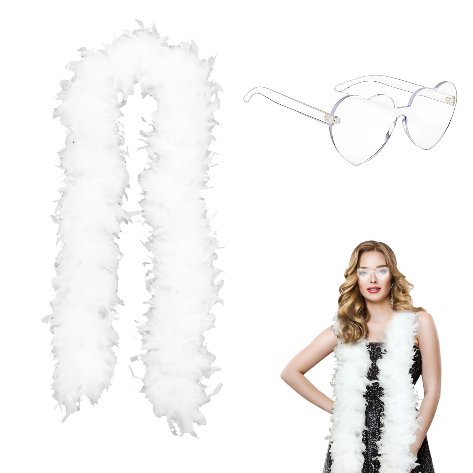 QhgPnt Feather Boa, White Feathers, Feather Boa White, for Party Bulk,Christmas,Wedding Centerpieces,Costume,Concert Feathers