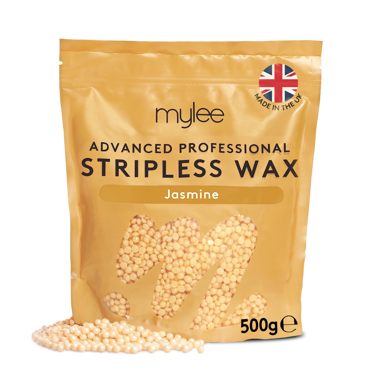 Mylee Advanced Stripless Wax 500g [Jasmine] Professional Hard Wax Beads, Painless Hair Removal, No Strips Needed, Peelable Hot Wax for Hair Removal, Full Body, Face, Bikini, Brazilian, Hollywood