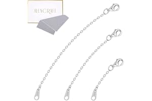 ALEXCRAFT White Gold Chain Necklace Extender 925 Sterling Silver Necklace Bracelet Anklet Extenders Chain Extension for Jewelry Making (1 2 3 inch)