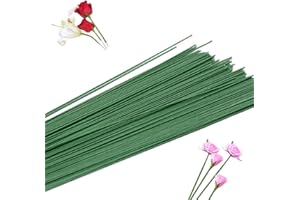 PANXXSEN 200 Pcs 22 Gauge Floral Stem Wire, 16 Inch Dark Green Floral Wire for Artificial Flower Arrangements, Bouquet Stem Wrapping, Wreath Making