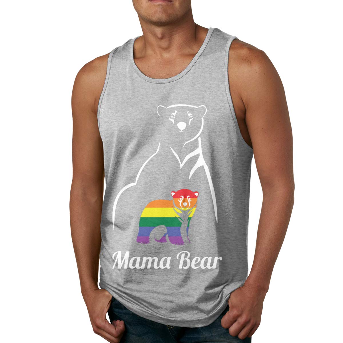 Vanmass Mama Bear Pride Equal Rights Rainbow Sleeveless Tank Top T-shirt