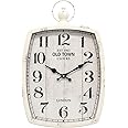 Menterry Rectangle Retro Large Wall Clock, Old-Fashioned Vintage Design, White Antique Style, Battery Operated Silent Decor Wall Clocks for Farmhouse,Kitchen,Office (15.5" H x 10.2" W)