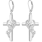 Elephant Earrings for Women 925 Sterling Silver Elephant Gifts for Women Cross Dangle Earrings Dangling