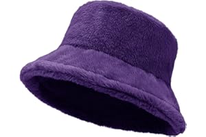 TZ PROMISE Women Plush Fluffy Bucket Hat Warm Lining Winter Faux Fur Cozy Wide Brim Winter