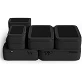NOBL Travel Compression Packing Cubes Set of 6 for Suitcases &amp; Carry on | Space Saving Travel Packing Organizers in Sizes XXS, XS, S, M, L, XL, Luggage Cubes in Jet Black