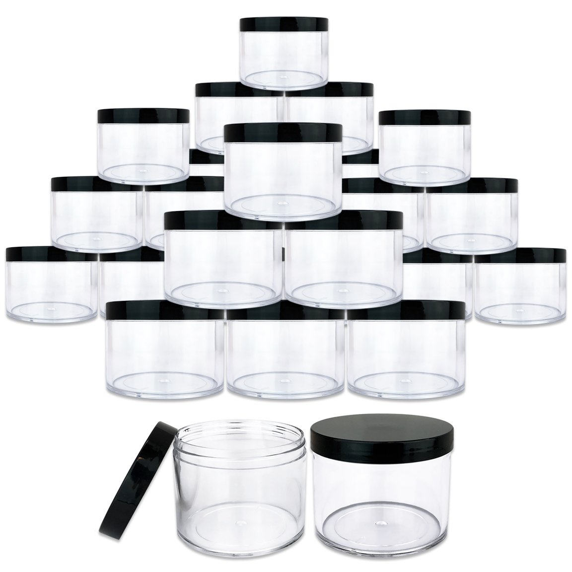 Beauticom 4 oz. (120g /120ML) (Quantity: 36 Packs) Thick Wall Round Leak Proof Clear Acrylic Jars wi