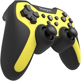 Maegoo Mando Controlador Inalámbrico para Switch, Bluetooth Remote Wireless Pro Mandos Controller Gamepad Joypad con Función Gyro Axis/Dual Shock y Turbo - Amarillo 