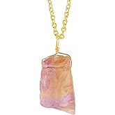 TheCraftMan Raw Ametrine Gemstone Pendant Necklace for Women | Natural Healing Crystal Rough Pendant 15–25 Carat | 8–14 mm Stone | Gold Plated Chain 16+2 Inch Adjustable | Gift Jewelry
