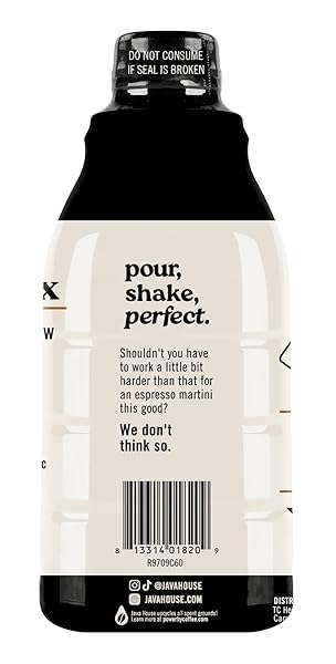 JAVA HOUSE COLD BREW ESPRESSO COCKTAIL MIX – PREMIUM 100% ARABICA COLD BREW CONCENTRATE – SMOOTH COFFEE WITH FRENCH VANILLA NOTES – 32OZ BOTTLE (MAKES 32 COCKTAILS)