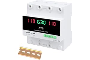 SEKELO 63A 110V Automatic/Manual Transfer Switch, L1 Priority Phase Selector, LED Display, Din Rail Mount, 50/60Hz, CE Certified ATS for Generator, Inverter, Public Power