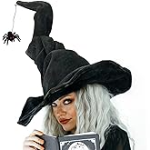 JYOUMI Halloween Witch Hat with Black Spider Witch Costume Accessories for Women Halloween Party Masquerade Cosplay Costumes