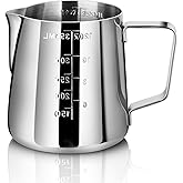 New Star Foodservice 28805 Commercial Grade Stainless Steel 18/8 Frothing Pitcher, 12-Ounce with Measurement Scale