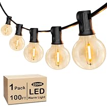 VerRon 100FT LED G40 Globe String Lights, Waterproof Shatterproof ...