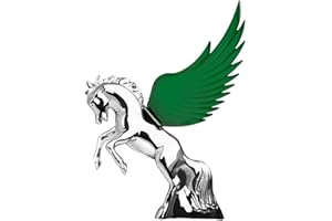 GG Grand General 48392 Green 6.5 X 7.5 inches Chrome Fighting Stallion Hood Ornament with Windriders