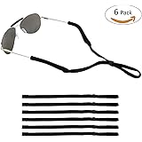 ONME Adjustable Eyewear Retainer, Universal Fit Rope Eyewear Retainer, Sport Unisex Sunglass Retainer Holder Strap, Set of 6 (Black)