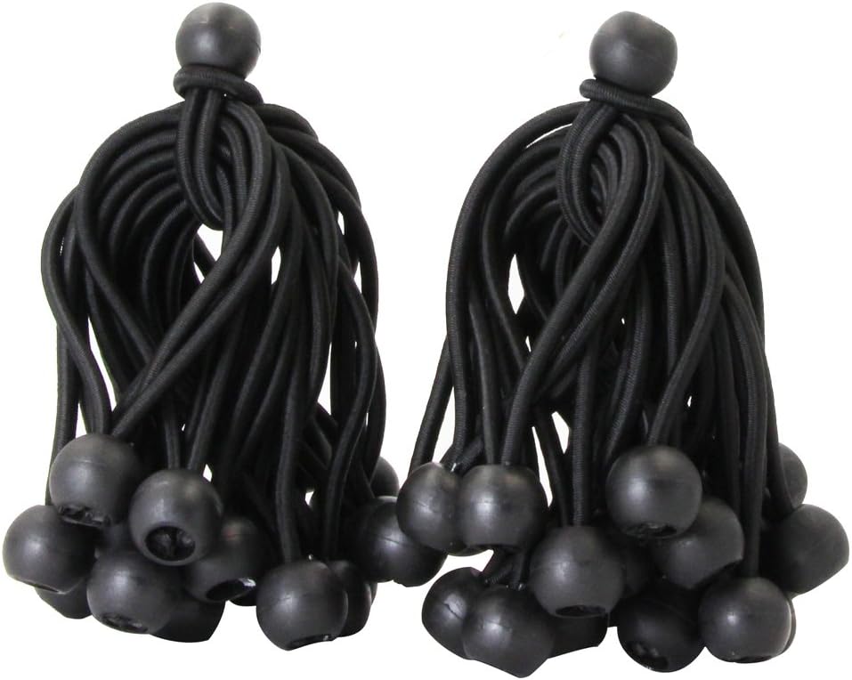 Joneaz Ball Bungee 4 Inch Black Tie Down Cord 0.8 Inch Ball, 50-Piece, UV Resistant… - - 