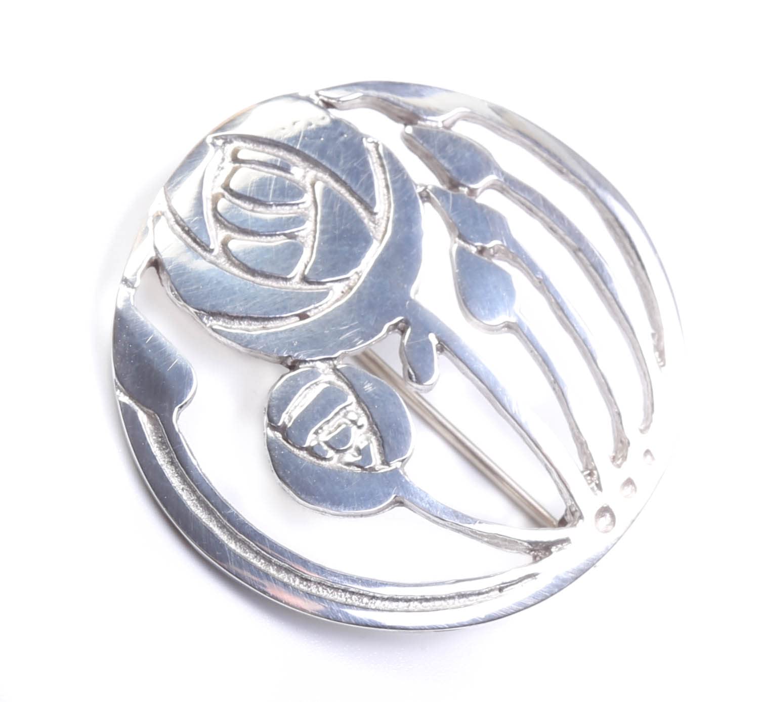 Charles Rennie Mackintosh Glasgow Rose Pewter Brooch