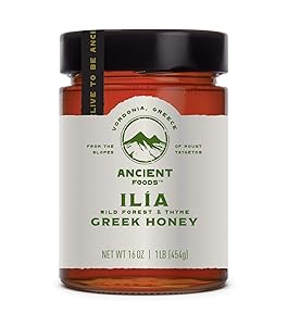Ancient Foods – Ilia | Greek Wild Forest and Thyme Honey | Honest Raw Unfiltered Mountain Honey - 16oz (1lb)