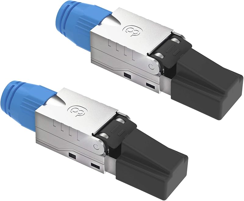 VCELINK Cat8 RJ45 Tool-Free Connector Shielded 40Gbps 2000MHz Cat7A Cat6A 2 Pack